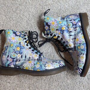Dr Martens Women's Slime Floral Pascal Boot Purple Paint Slick US 8 EU 39 UK 6